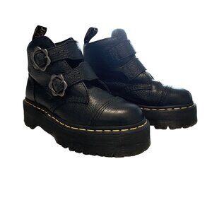 Devon Flower Buckle Leather Platform Boots Doc Marten